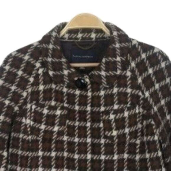 Banana Republic Preppy Wool Houndstooth Plaid Peacoat - Picture 2 of 5